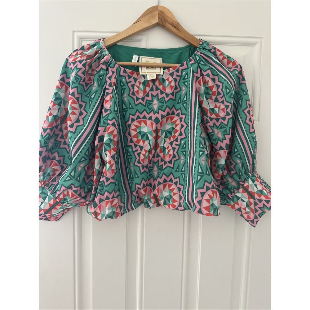 Emily McCarthy Poppy Top XXS Cropped Balloon Sleeve‎ Modern Cruise Travel Resort